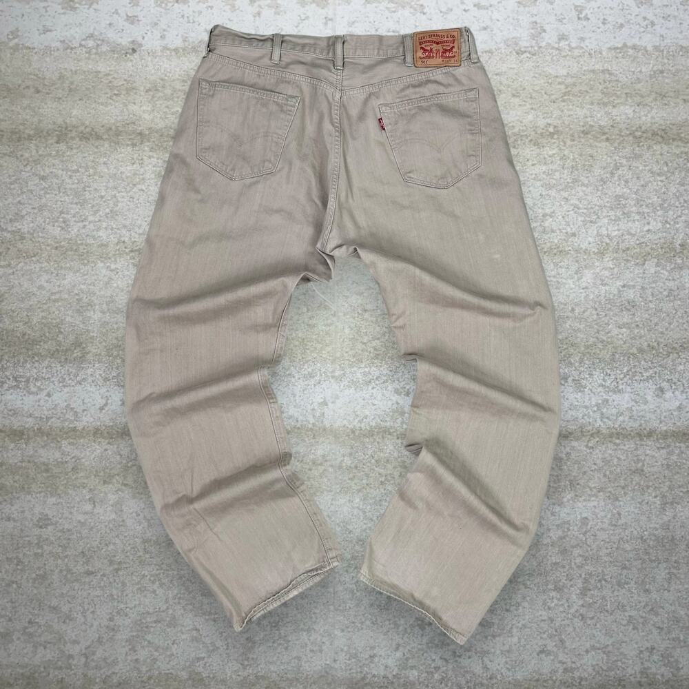 Vintage Y2K Levis Jeans 501 38x34 Regular Straight Fit Tan Wash Denim Button Fly
